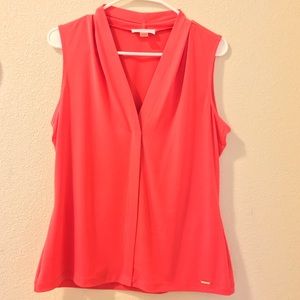 Calvin Klein V-Neck Pleated Blouse